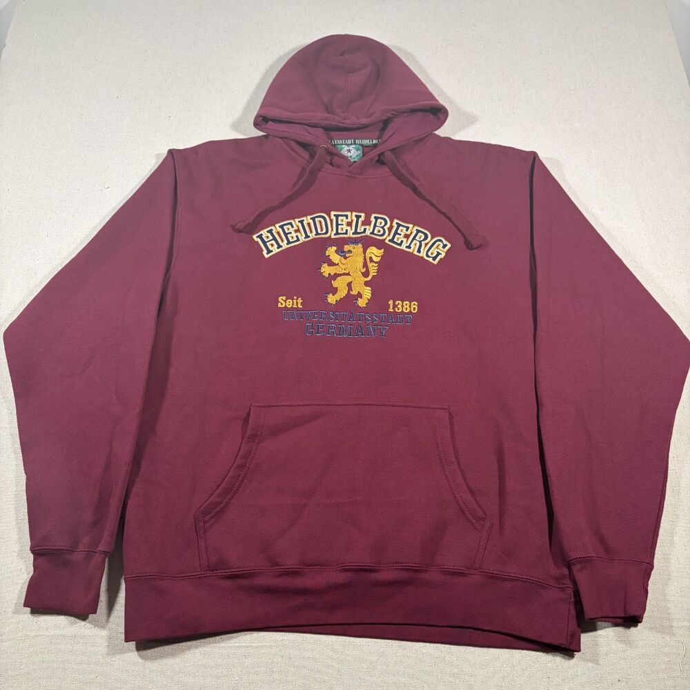 Heidelberg University Germany 1386 Embroidered Crest Burgundy Hoodie Mens 3XL